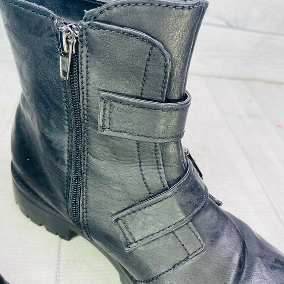 AU Air Underground Womens CARMINE Side Zip Black Combat Biker Boots Size 9.5 M - Picture 14 of 16
